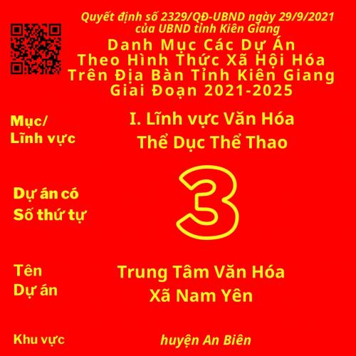 Dự Án Có Số TT 3: Trung Tâm Văn Hóa Xã Nam Yên