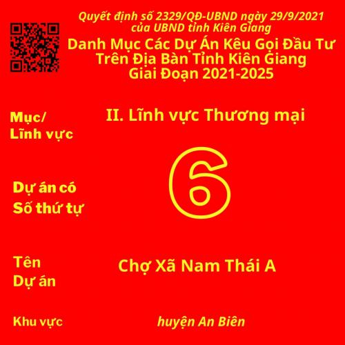 Dự Án Có Số TT 6: Chợ Xã Nam Thái A